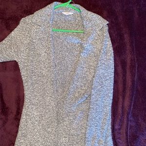gray cardigan